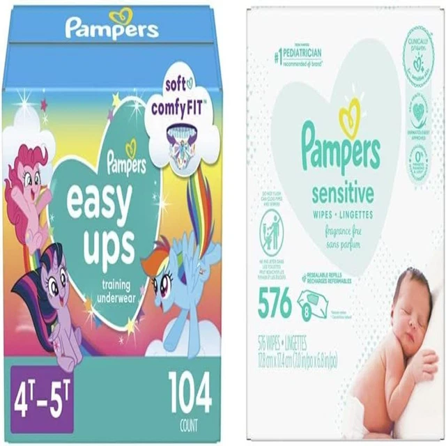Pampers Easy Ups Training Underwear Girls, 4T-5T Size 6 Diapers, 104 Count &...