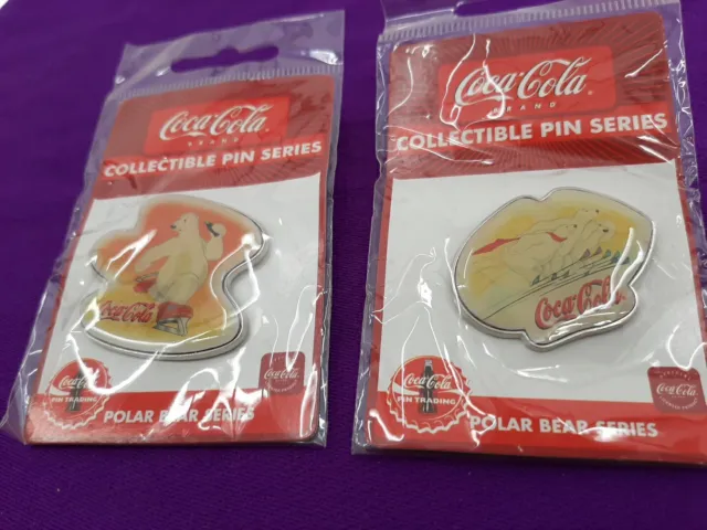 Coca Cola Collectible Pin Polar Bear Series 2000s Vintage Lot of 2