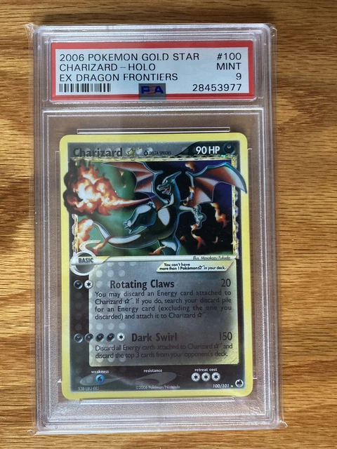 2006 Pokemon EX Dragon Frontiers #100 Charizard Gold Star Shining Holo PSA 9