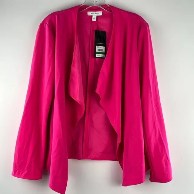 Nine West Pink Perfection Open Front Drape Blazer/Jacket Barbie  Size L NWT