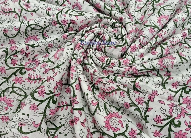 Indien Coton Course Desseré Couture Main Bloc Tissu Imprimé Femme Homme