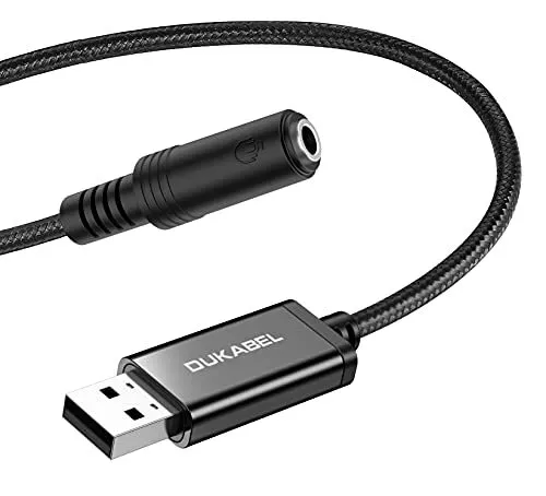USB Externe Soundkarte USB auf 3.5mm Klinkenbuchse (4 Pole CTIA) Stereo Audio...