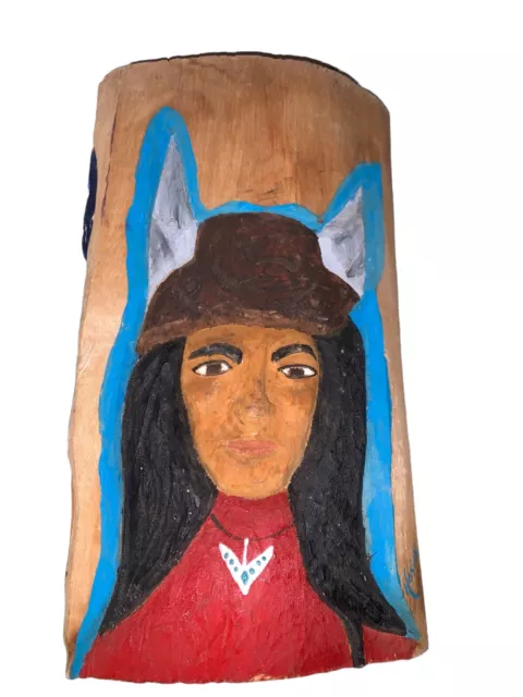 Vintage Hand Carved Wood Carving Native American Signed Whimsical Art