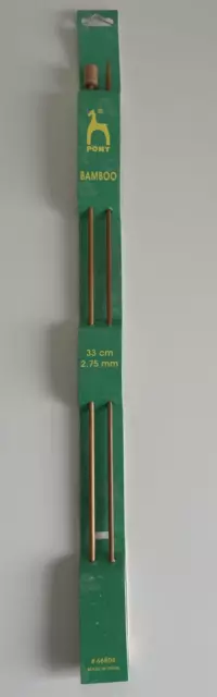 Pony 2.75mm bamboo knitting needles 33cm long 2.75 mm single pointed needles NEW