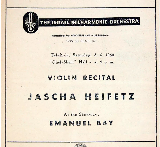 1950 Rare JASCHA HEIFETZ Program VIOLIN RECITAL Bruch DEBUSSY RAVEL RACHMANINOFF