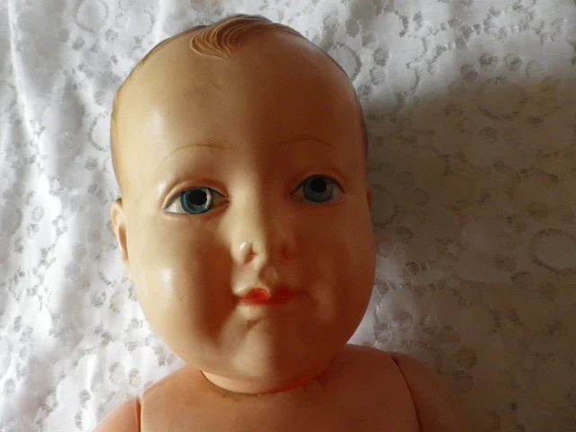 Ancien Poupon Petitcollin En Celluloïd, Tête Aigle N°50, 50cm, Garçon, Années 50