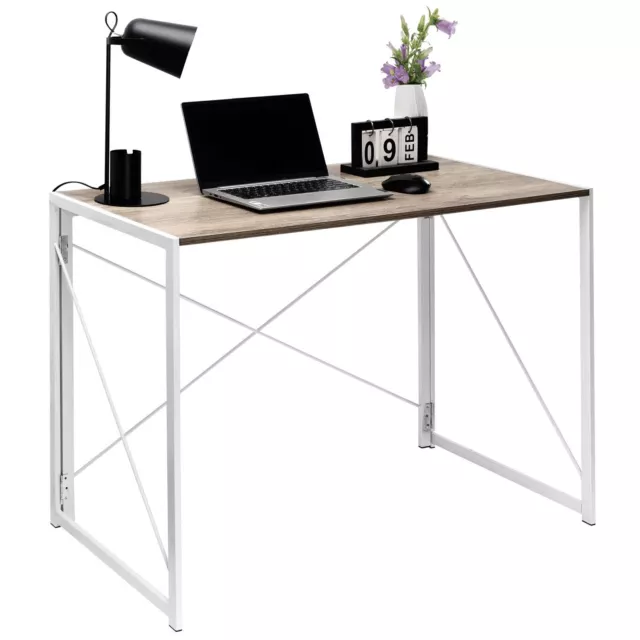 White Folding Computer Desk Wooden Foldable Study Coffee Table Laptop Office