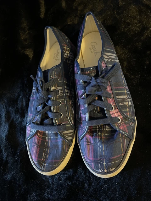 Coach Dee Ladies Blue Sparkle Checker Sneakers Size 11B F0007/G12 Q1653