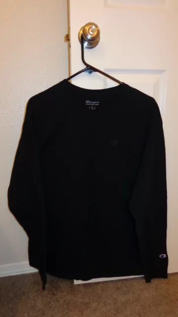 Champion Embroidered Logo Long Sleeve T-Shirt Black Large
