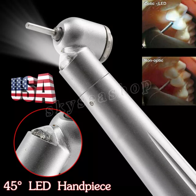 Dental 45 Degree Surgical High Speed Handpiece Led E-generator Push Button 4H CE