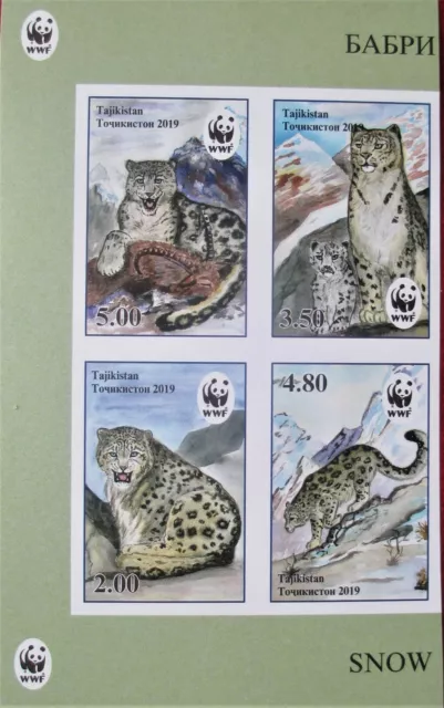 Tajikistan 2019   WWF  Snow Leopard  (Mountains)  Imperforated   4 v  MNH