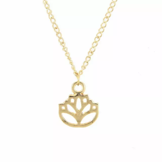 NEW LOTUS HOLLOW Flower Pendant Charm Gold Silver Necklace Chain Women ...