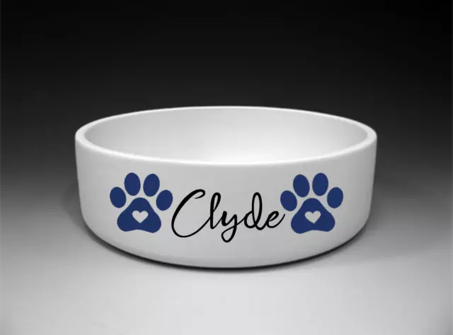 Personalised Pet Bowl Custom Name Paw Design Small Large Cat Dog Puppy pink blue