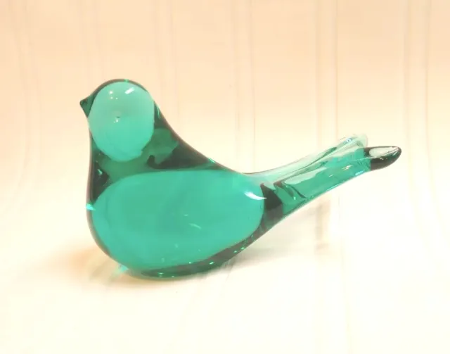 Silvestri Green Blown Art Glass Bird Dove Figurine Paperweight