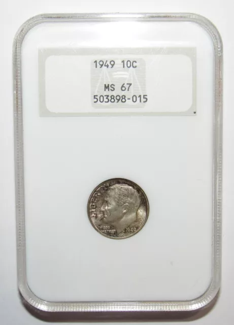 1949 Roosevelt Dime NGC MS 67 OLD FATTY HOLDER