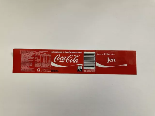 Coca Cola Label “Jen”  Year 2011. From a 600ml Bottle