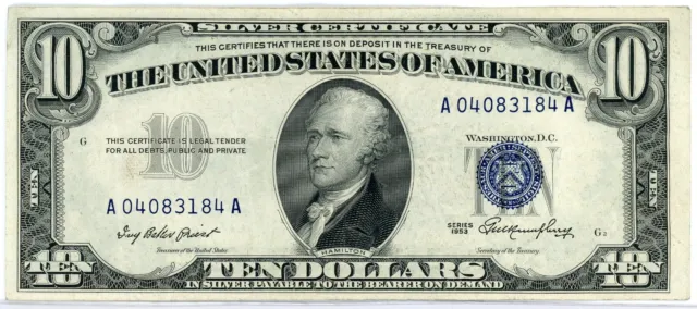 $10.00 Silver Certificate, 1953, Fr. #1706, CH XF