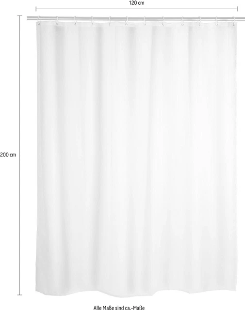 Cortina de ducha Wenko lisa blanca, 120 x 200 cm lavable