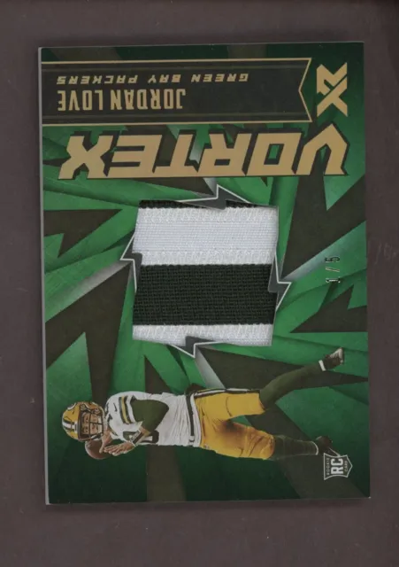 2020 Panini XR Vortex Green #VX-4 Jordan Love Packers RC Rookie Jumbo Patch 1/5