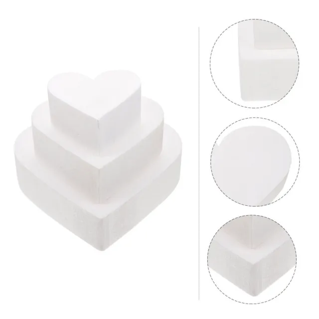 Pastel de espuma ficticio 3 piezas modelo de pastel falso en forma de corazón para decorar
