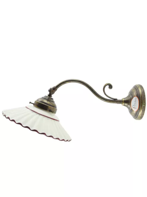 Applique ottone brunito,appliques,lampada da parete piatto ceramica marrone am29