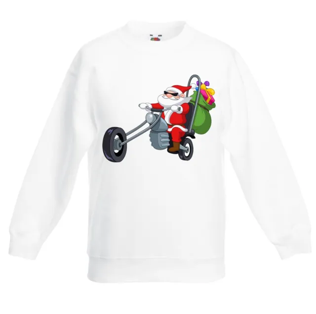 Weihnachtsmann Biker Lustig Kinder Sweatshirt - Vater Geschenk Pullover