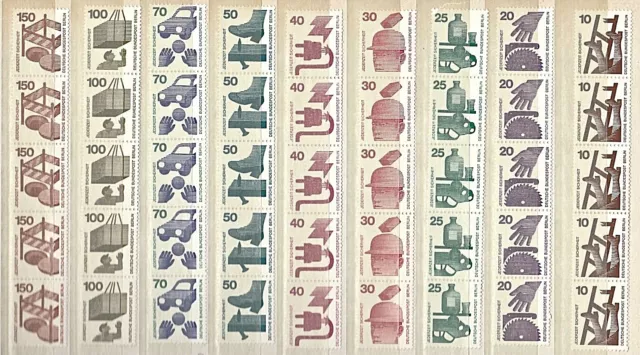 Berlin Rollenmarken 5er Streifen  MiNr. 403 bis 411**   postfrisch  schwarze Nr.
