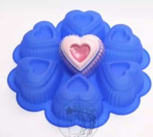 (Silicone Soap Mould Plaster Mold) layer hearts 6 balls AU Stock