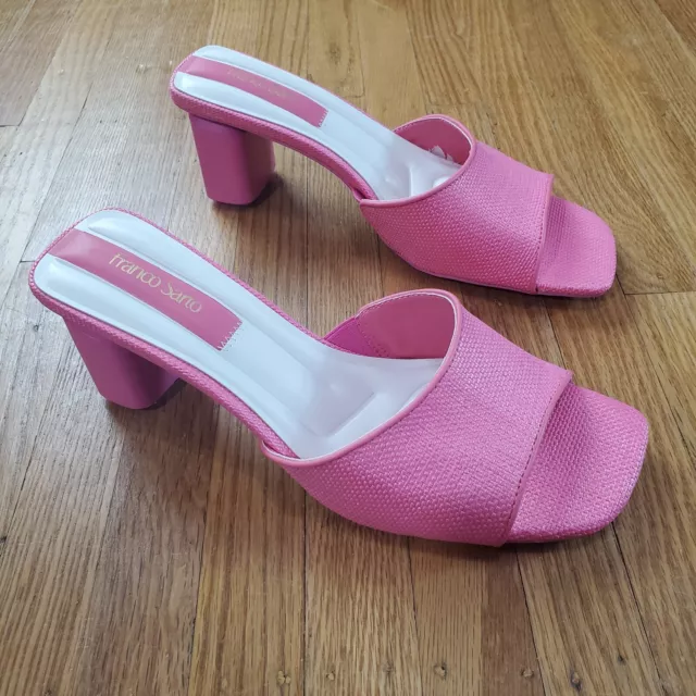 Franco Sarto Linley Heel Sandals Womens Sz 8 Slip On Block Heeled NEW NWOB Pink