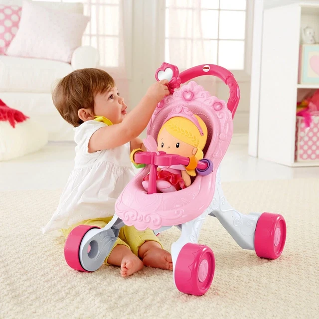 Fisher Price Princess Stroll Along Musical Walker & Doll Stroller Baby Gift Set