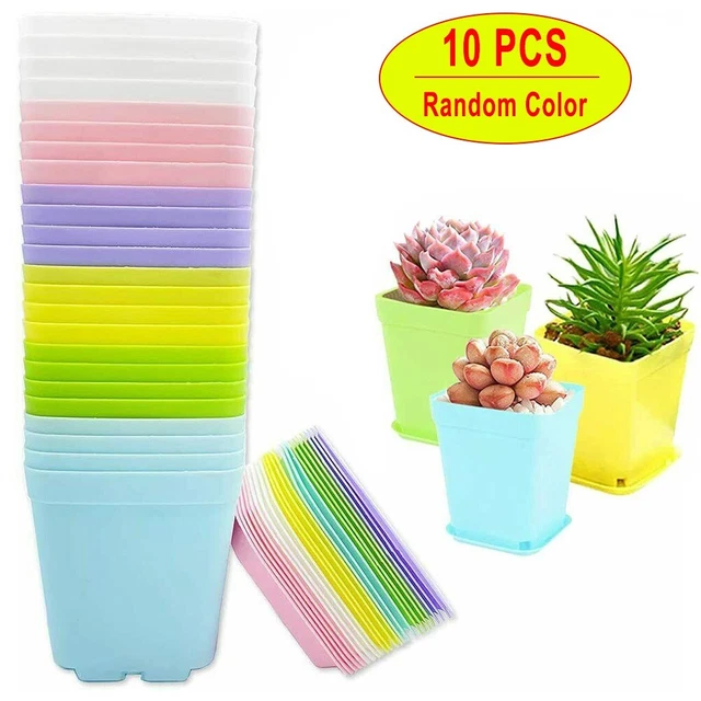 Pots de fleurs carrés de pépinière avec plateaux de drainage ensemble de 10 p