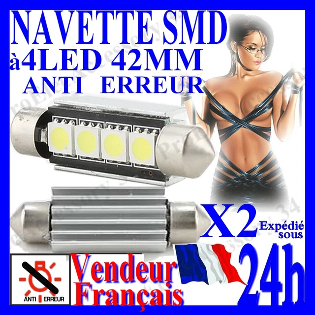 Ampoules led canbus navette 41mm blanc anti erreur intèrieur plafonnier coffre