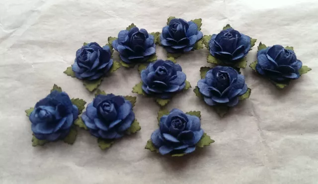 10 roses simples - papier mûrier / fait main / embellissement / artisanat / fabrication de cartes / DR01BL 3