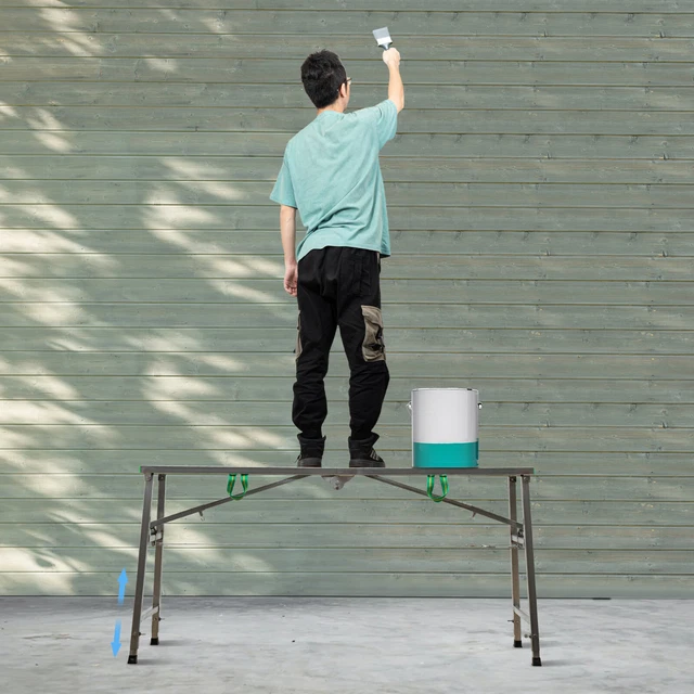 WORK PLATFORM ADJUSTABLE Portable Step Ladder Folding Scaffolding ...