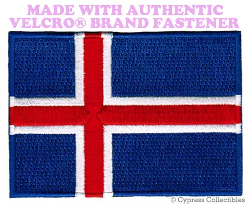 ICELAND FLAG PATCH ICELANDIC EMBROIDERED SOUVENIR new w/ VELCRO® Brand Fastener