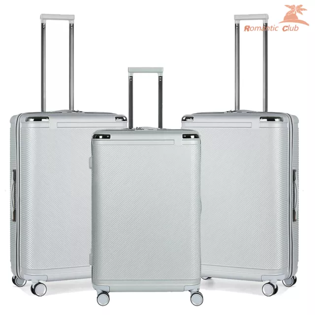3 Piece Set Luggage ABS Trolley Hard Shell Suitcase w/TSA Lock & Spinner Wheels