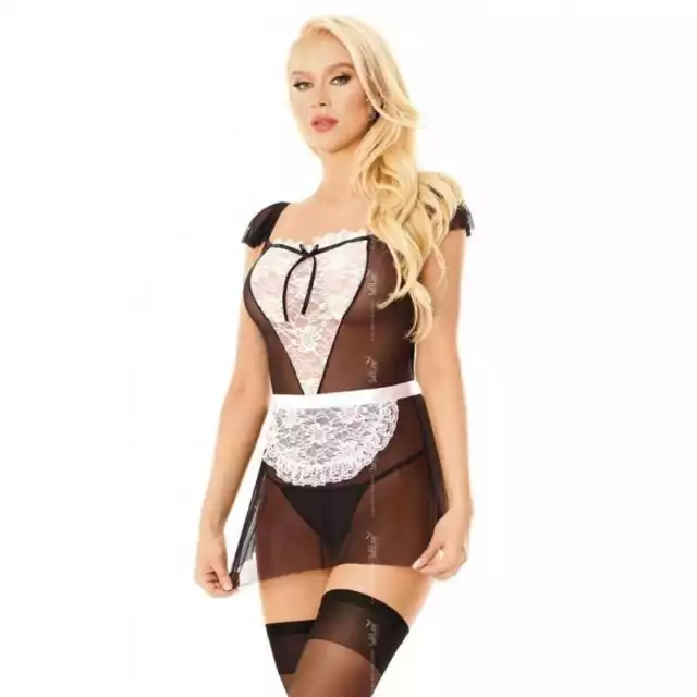 Carola Femme De Chambre Nuisette Tablier String  Déguisement Costume Sexy