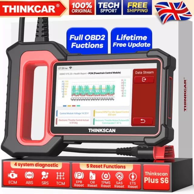 Thinkscan Plus S6 per auto OBD2 scanner trasmissione SRS ABS TPMS strumento diagnostico Regno Unito