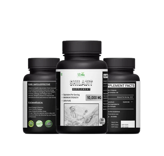 Shilajit Pur 10000 Mg - 60 Gélules, Acide Fulvique, énergie & Endurance, Fabriqué En Inde