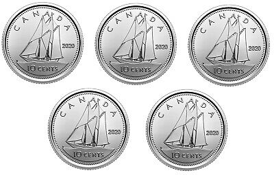 🇨🇦 2020 Canada five Dimes, 10 cents coins, Bluenose Schooner, UNC, 2020