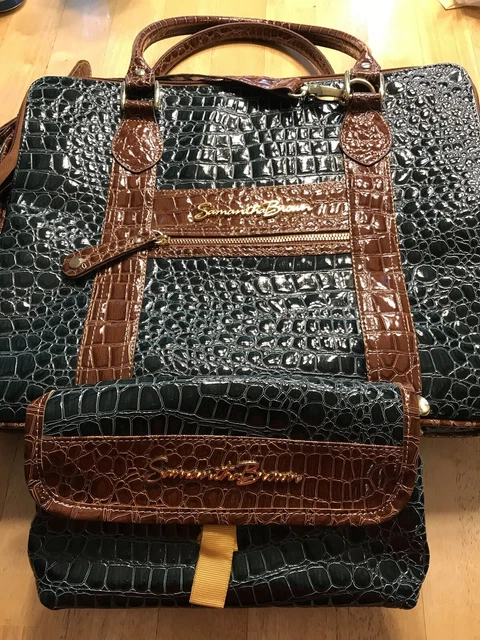 Samantha Brown Croc Embossed Carry On Set Green Camel 3