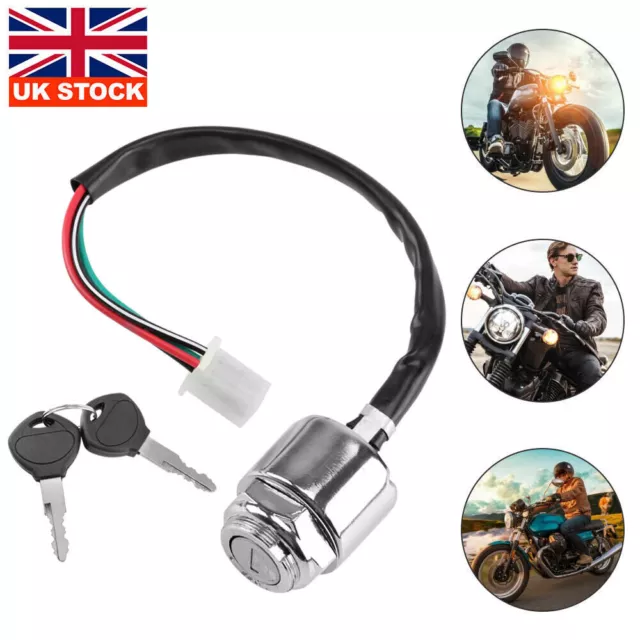 UNIVERSAL MOTORCYCLE IGNITION Barrel Key Switch 4 wire Quad On/Off Pit