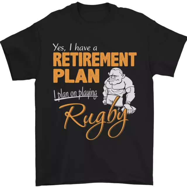 Pensione Plan Giocare Rugby Player Divertente Uomo T-Shirt 100% Cotone