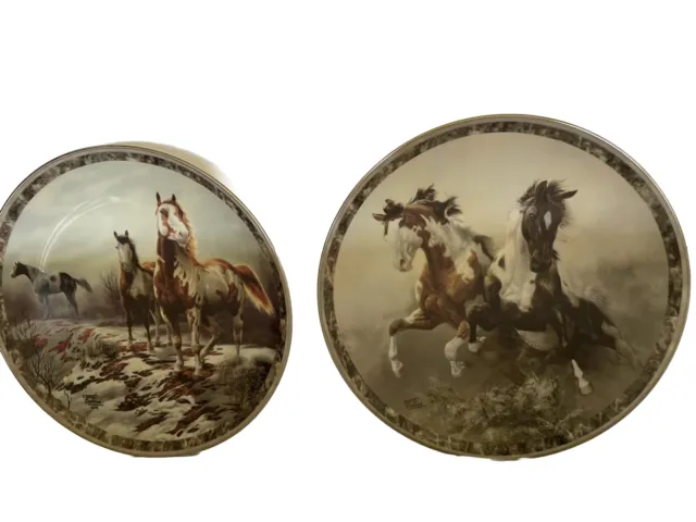 Lot of 2 Bradford Horse Plates Thundering Hooves - Proud Paints by Chuck DeHaan
