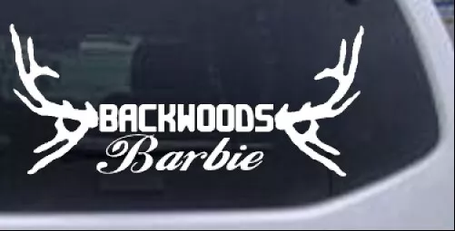 Backwoods Barbie With Antlers Car or Truck Window Laptop Decal Sticker 14X6.1