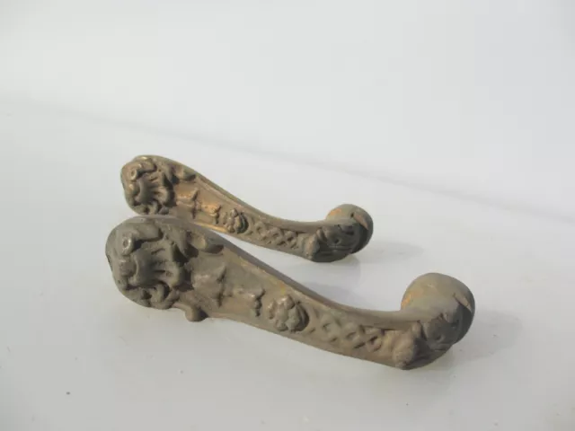 Victorian French Brass Lever Door Handles Knobs Antique Old Vintage