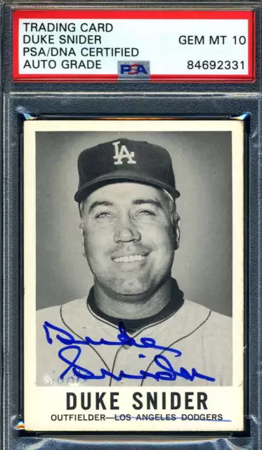 Duke Snider Gem Mint 10 PSA DNA Signed 1960 Leaf Sports Novelties Autograph