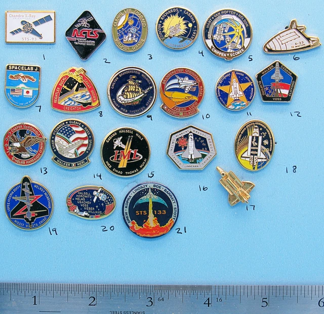 NASA enamel PIN lot of 21 vtg Space Shuttle ENDEAVOR Discovery COLUMBIA Group C