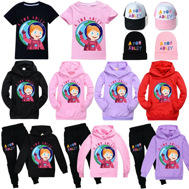 A FOR ADLEY Hoodie Hooded Sweatshirt T-Shirt Tracksuit Set Girls Baseball Cap