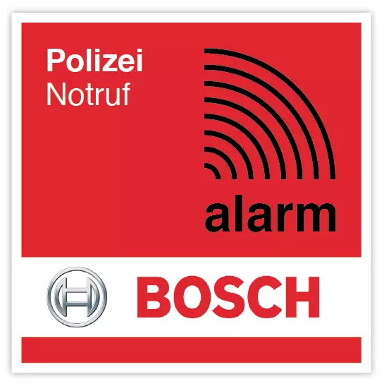 2x Bosch Polizei Notruf Alarm Aufkleber Objektschutz Fenster Einbruch Sicherung